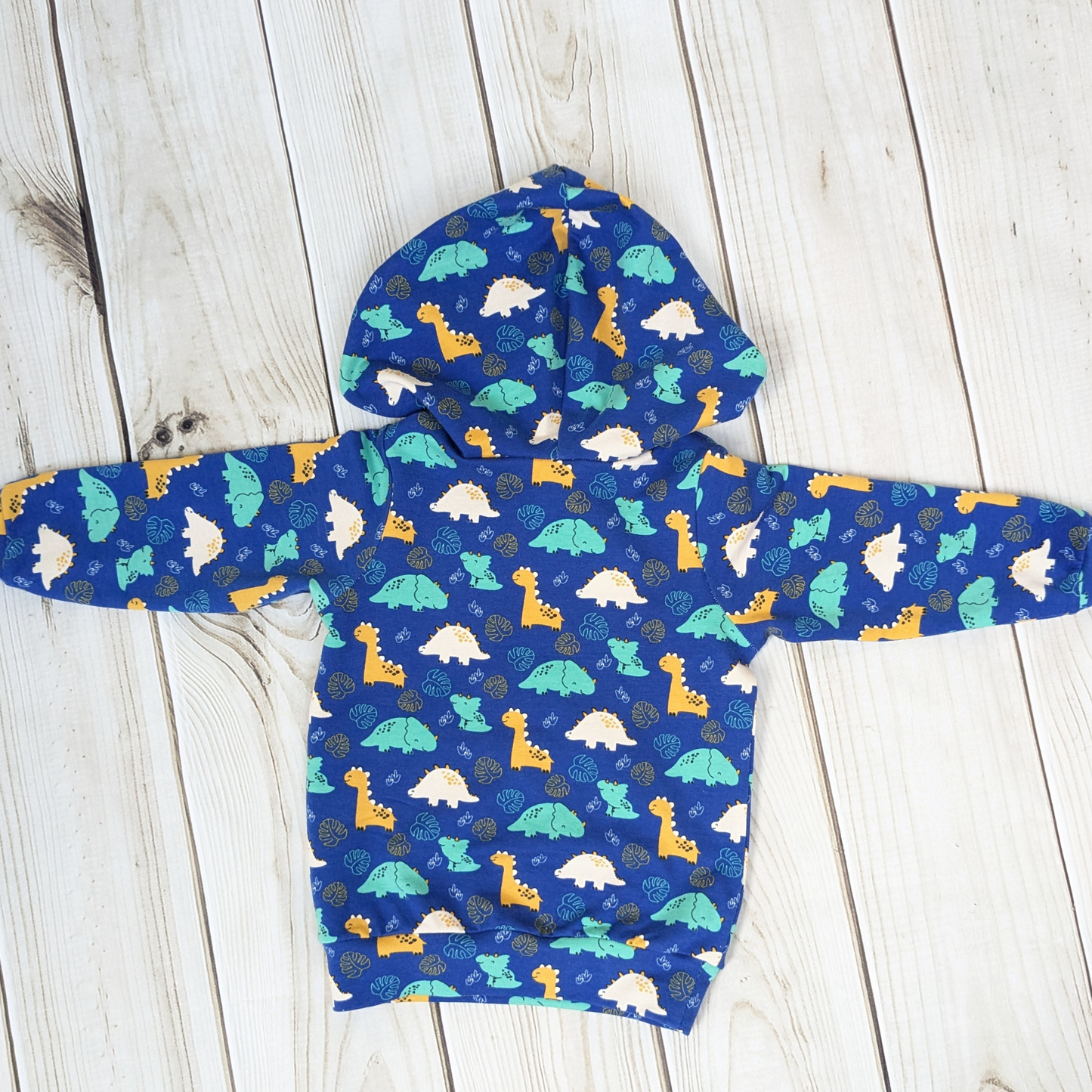 flatlay-back-of-hoodie-dino-pattern-blue-smiling-dinosaurs