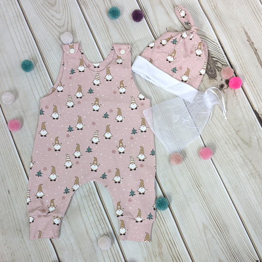 Flatlay-Pink-Christmas-Gonk-Romper-Hat-Gift-Set-Hat-Organza-Bag