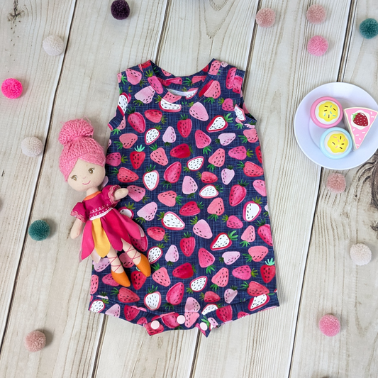 Flatlay-Strawberry-Shorts-Romper-Wih-Snaps-for-Nappy-Changing-Doll-Plate-Pretend-Food-Props