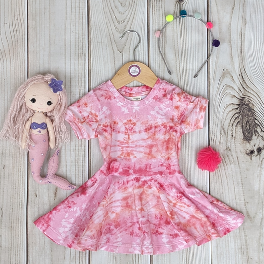 READY TO SHIP - Pink Tie-Dye Twirly Dress