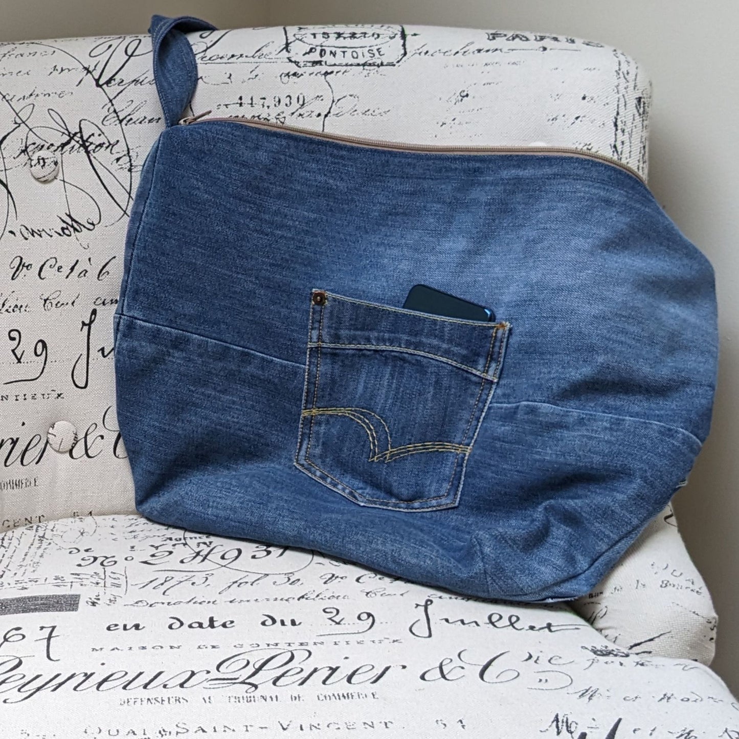 Upcycled-Jeans-Shoulder-Handbag-back-with-phone-in-pocket