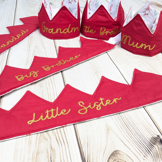 Family-Christmas-Crowns-Reversible-Reusable-Adjustable-little-sister-big-brother-mum-little-brother-grandma-grandad