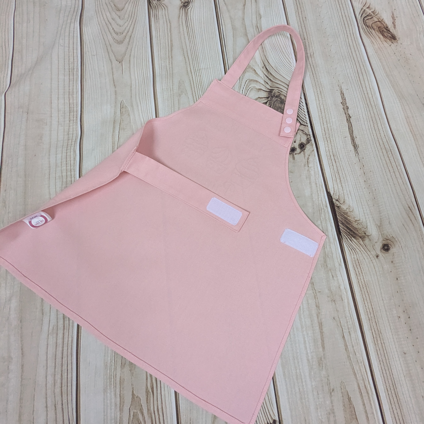 Pink-Handmade-Kids-apron-velcro-fastening-back