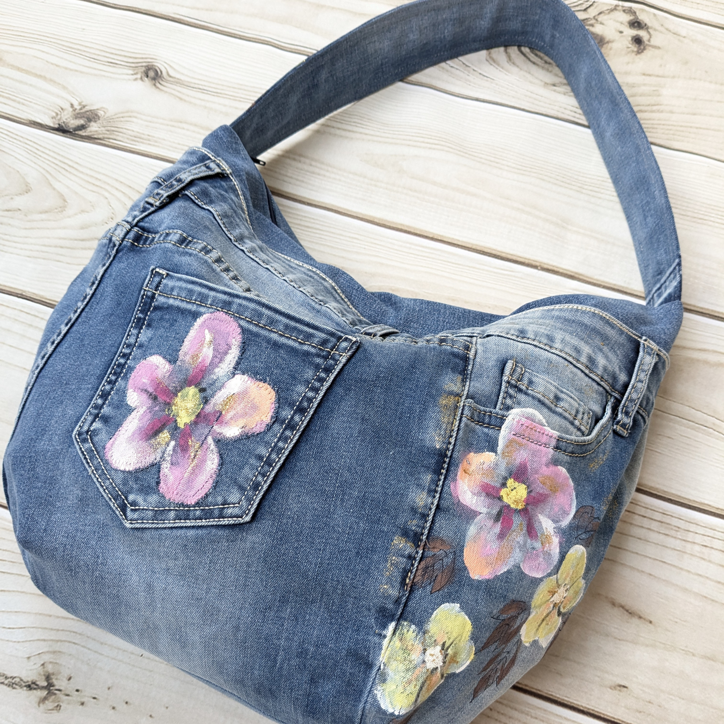 Upcycled Flower Denim Bag - Custom Order for Bryony