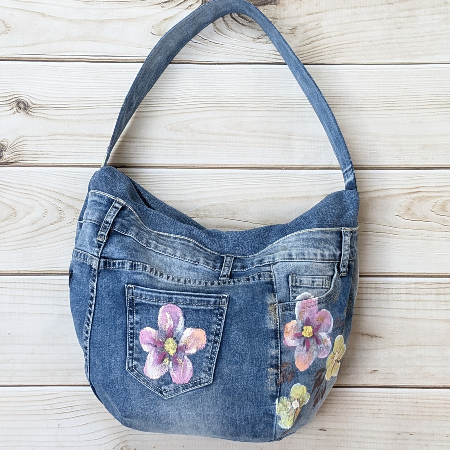 Upcycled Flower Denim Bag - Custom Order for Bryony