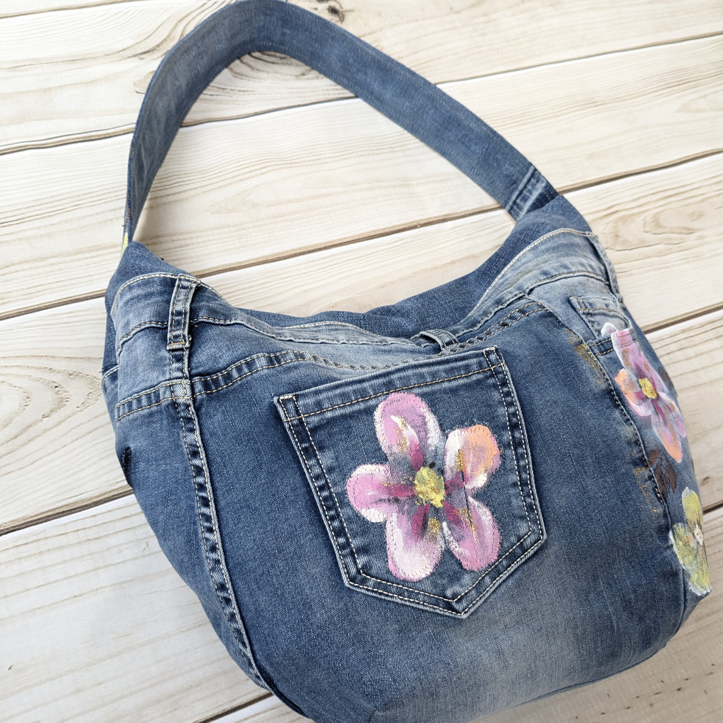 Upcycled Flower Denim Bag - Custom Order for Bryony