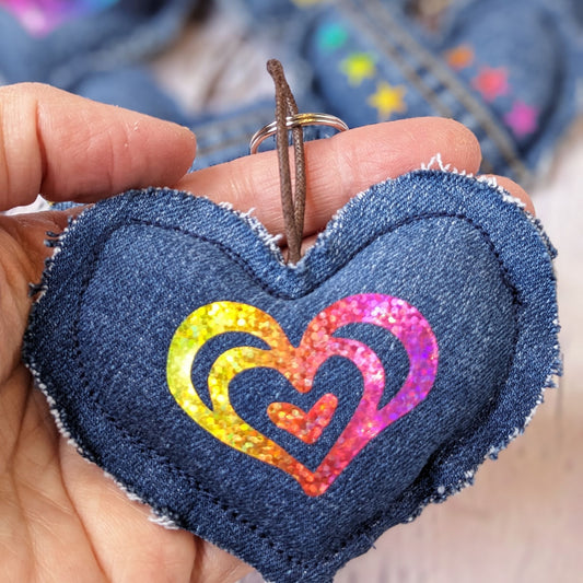 close-up-upcycled-denim-heart-decorated-keyring