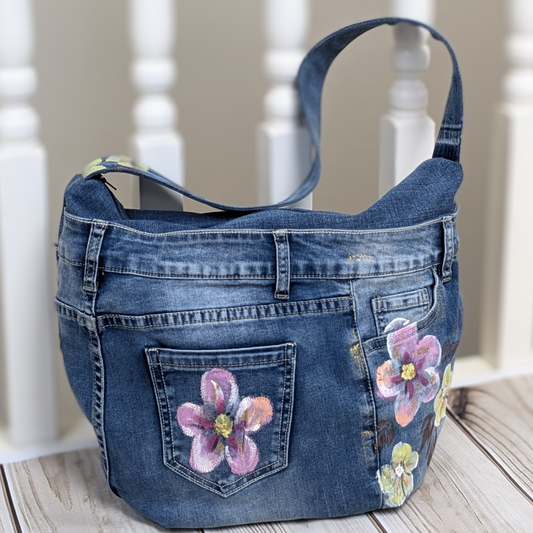 Upcycled Flower Denim Bag - Custom Order for Bryony